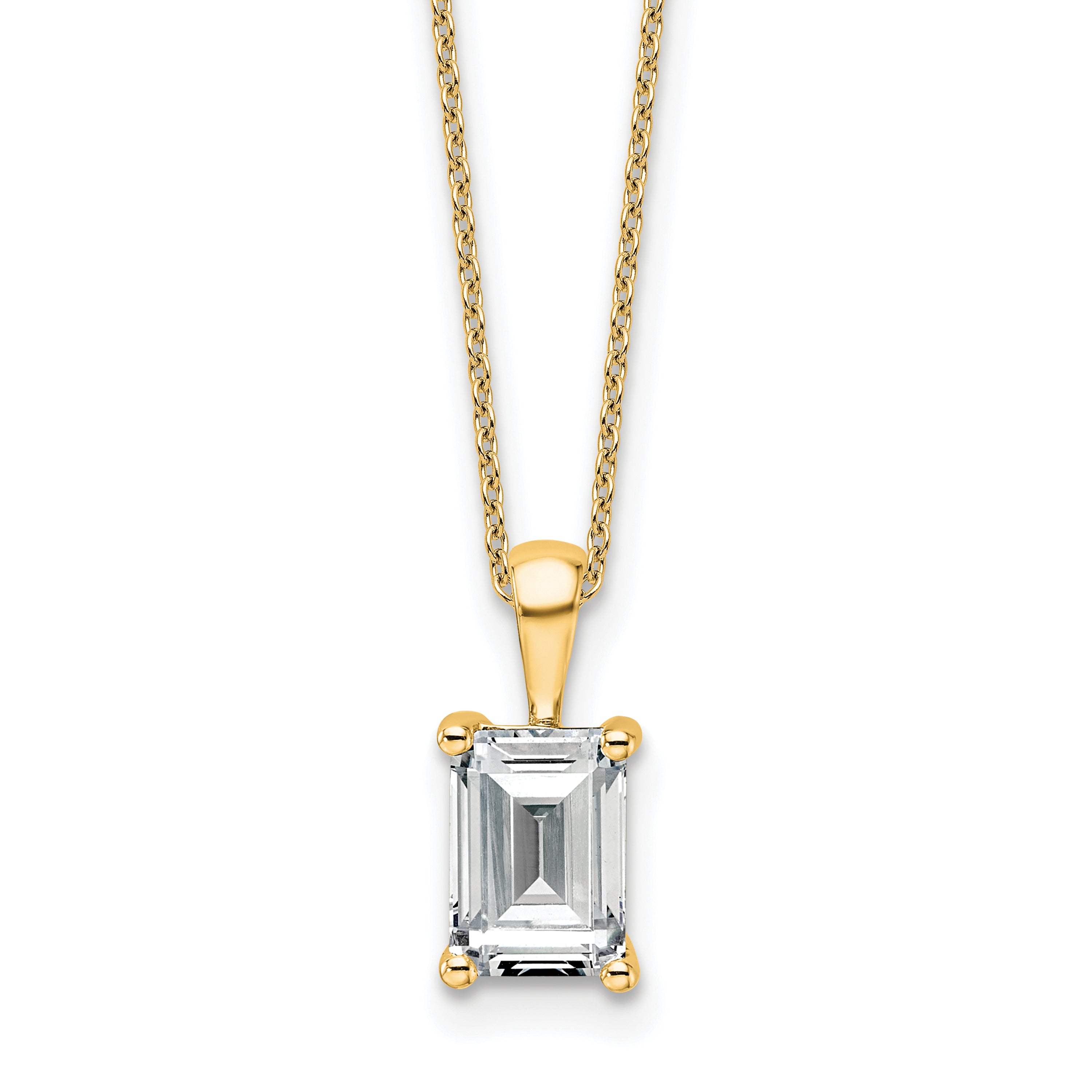14k 2 carat Certified Lab Grown Diamond VS/SI+ G+ Emerald Complete 18 inch Four Prong Pendant Necklace Main image