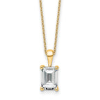 14k 2 carat Certified Lab Grown Diamond VS/SI+ G+ Emerald Complete 18 inch Four Prong Pendant Necklace
