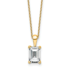 14k 2 carat Lab Grown Diamond VS/SI+ G+ Emerald Complete 18 inch Four Prong Pendant Necklace