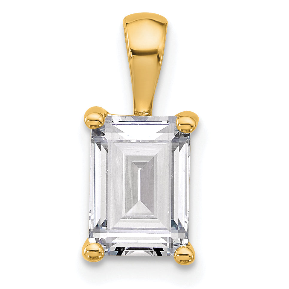 14k 2 carat Lab Grown Diamond VS+ F+ Emerald Complete Four Prong Pendant