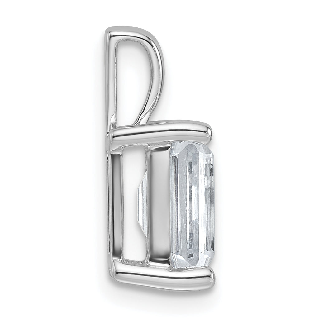 14k White Gold 2 1/2 carat Certified Lab Grown Diamond VS/SI+ G+ Emerald Complete Four Prong Pendant