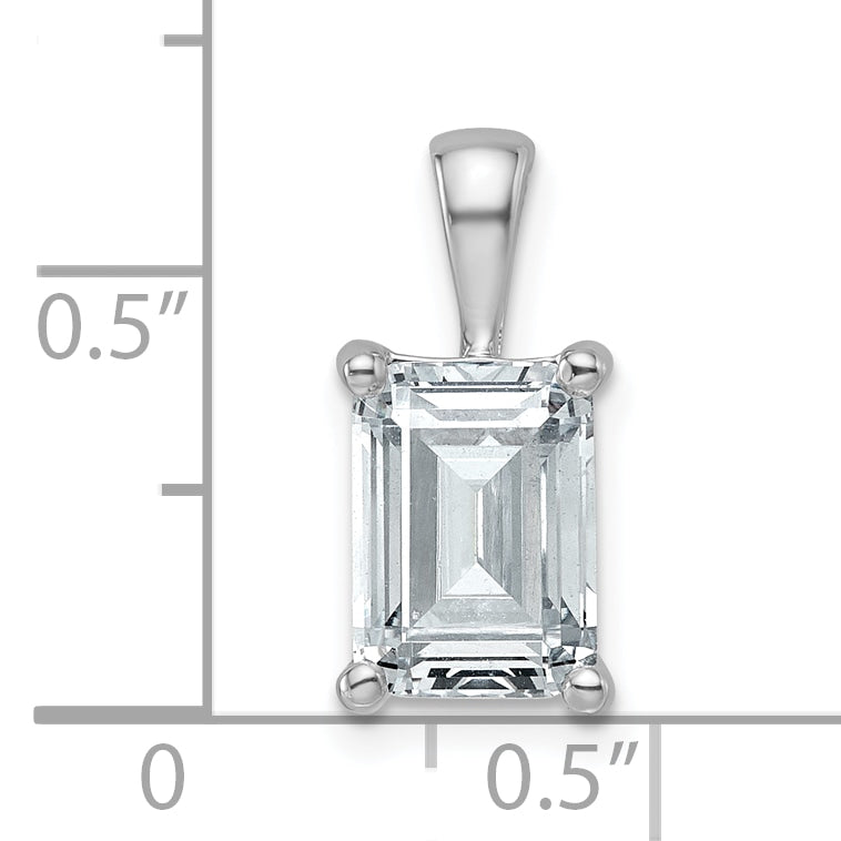 14k White Gold 2 1/2 carat Certified Lab Grown Diamond VS/SI+ G+ Emerald Complete Four Prong Pendant