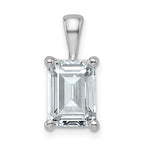 14k White Gold 2 1/2 carat Lab Grown Diamond VS/SI+ G+ Emerald Complete Four Prong Pendant