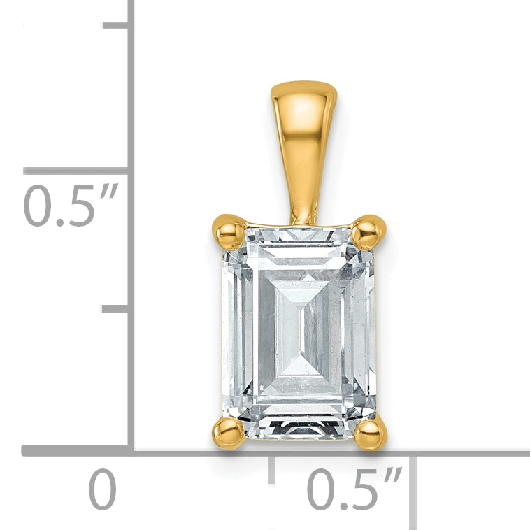 14k 2 1/2 carat Lab Grown Diamond VS+ F+ Emerald Complete Four Prong Pendant