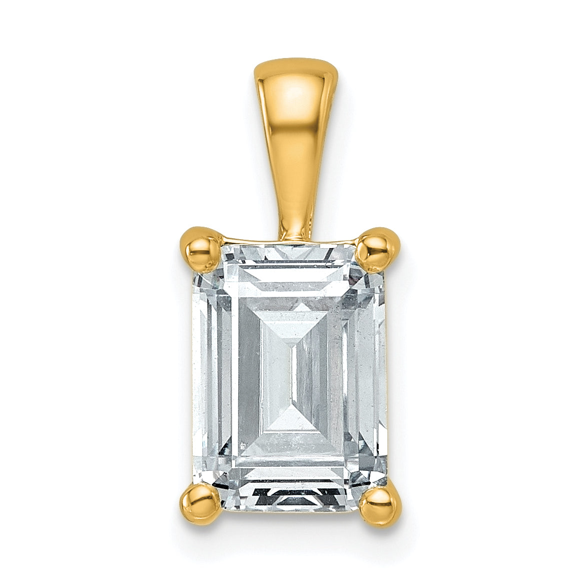 14k 2 1/2 carat Certified Lab Grown Diamond VS/SI+ G+ Emerald Complete Four Prong Pendant Main image