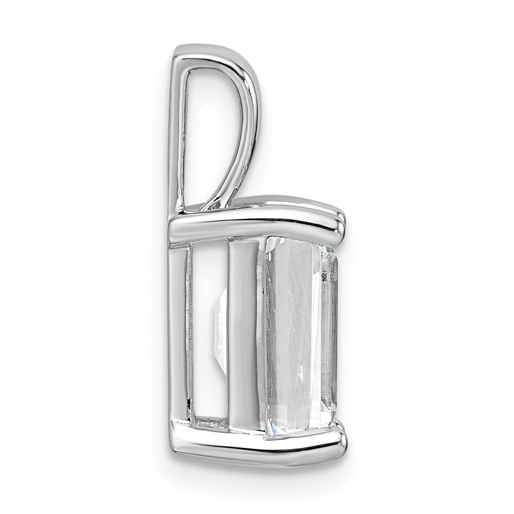 14k White Gold 3 carat Certified Lab Grown Diamond VS/SI+ G+ Emerald Complete Four Prong Pendant