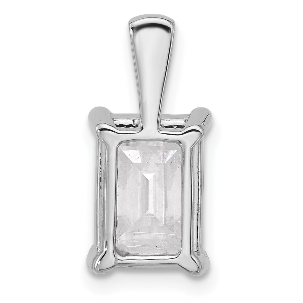 14k White Gold 3 carat Lab Grown Diamond VS+ F+ Emerald Complete Four Prong Pendant