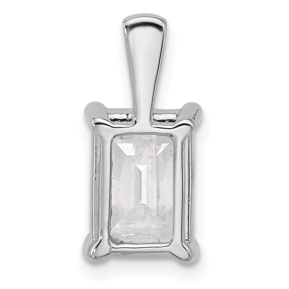 14k White Gold 3 carat Lab Grown Diamond VS/SI+ G+ Emerald Complete Four Prong Pendant