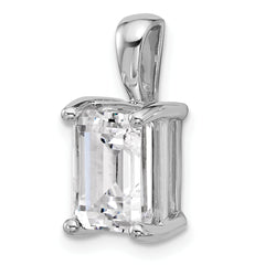 14k White Gold 3 carat Lab Grown Diamond VS+ F+ Emerald Complete Four Prong Pendant