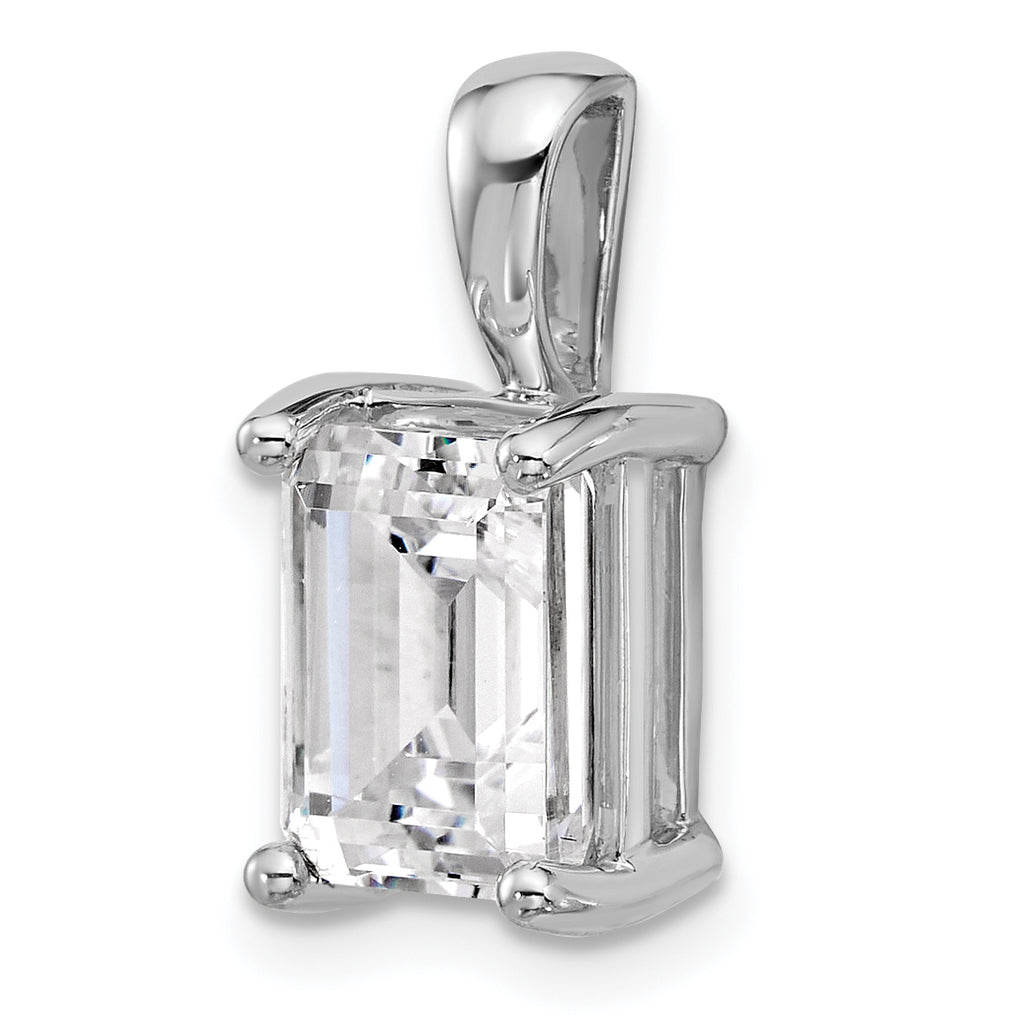 14k White Gold 3 carat Lab Grown Diamond VS/SI+ G+ Emerald Complete Four Prong Pendant
