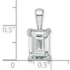 14k White Gold 3 carat Certified Lab Grown Diamond VS+ F+ Emerald Complete Four Prong Pendant