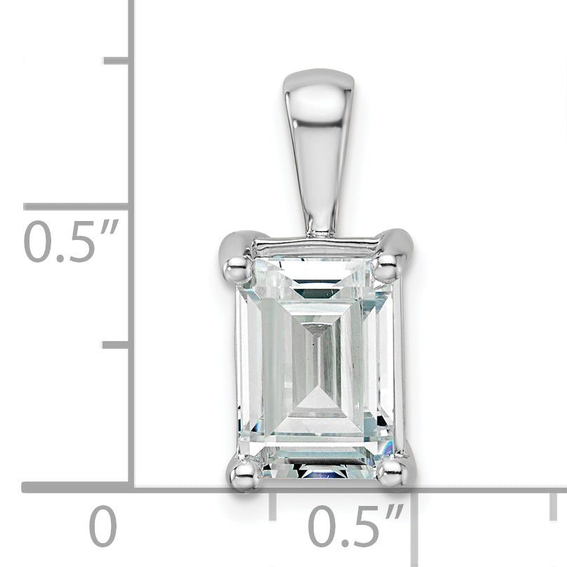 14k White Gold 3 carat Lab Grown Diamond VS/SI+ G+ Emerald Complete Four Prong Pendant