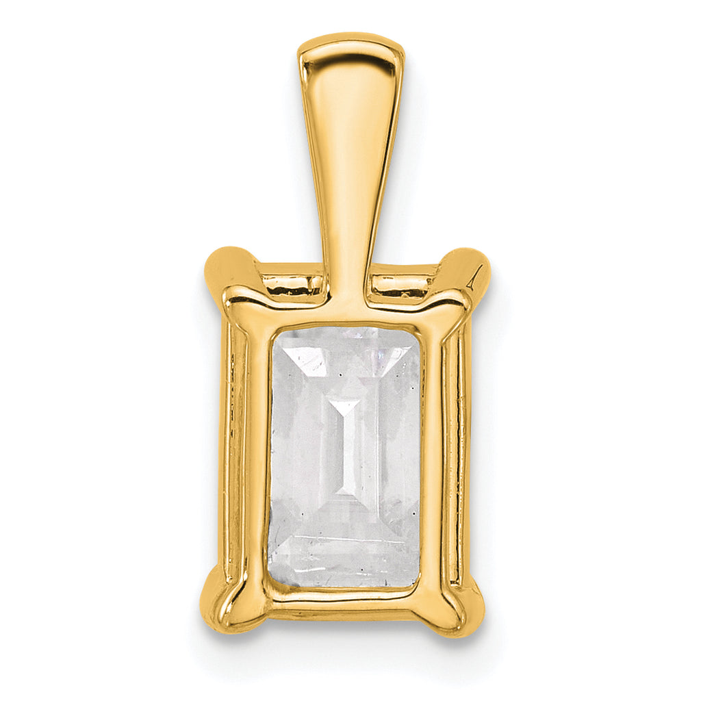14k 3 carat Certified Lab Grown Diamond VS/SI+ G+ Emerald Complete Four Prong Pendant