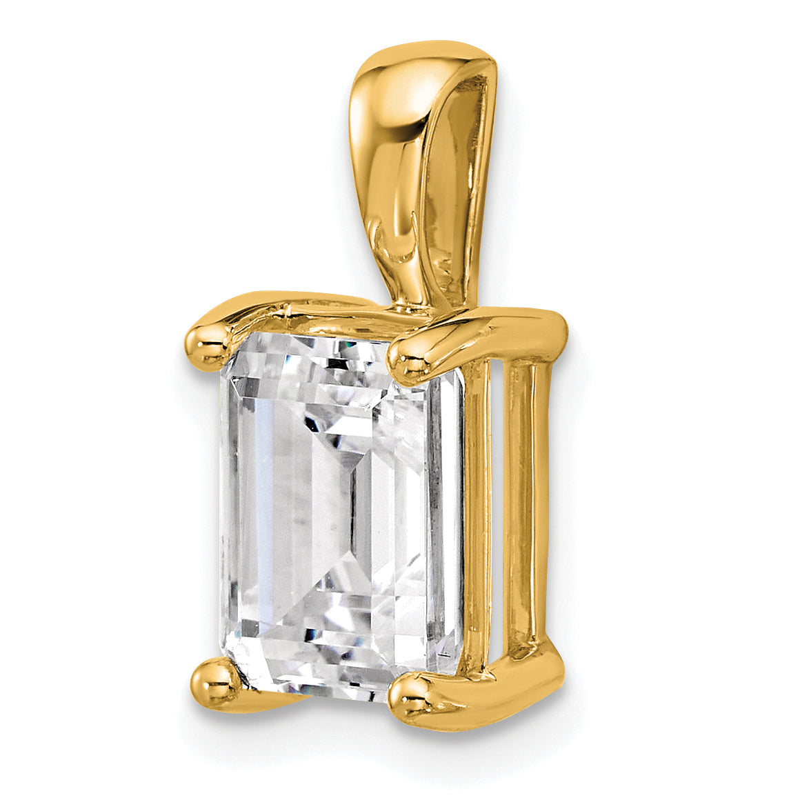 14k 3 carat Lab Grown Diamond VS+ F+ Emerald Complete Four Prong Pendant