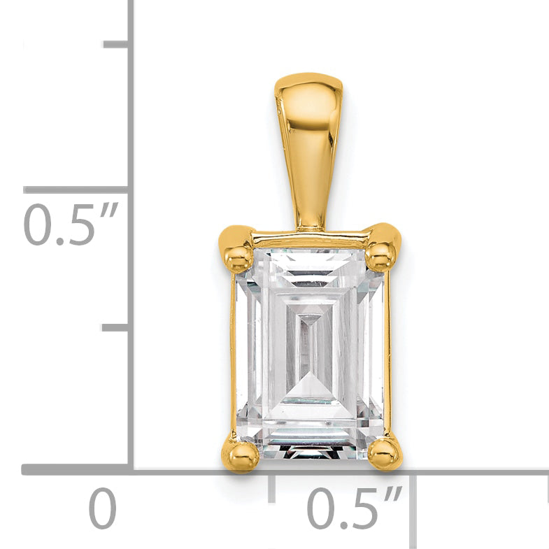 14k 3 carat Lab Grown Diamond VS+ F+ Emerald Complete Four Prong Pendant