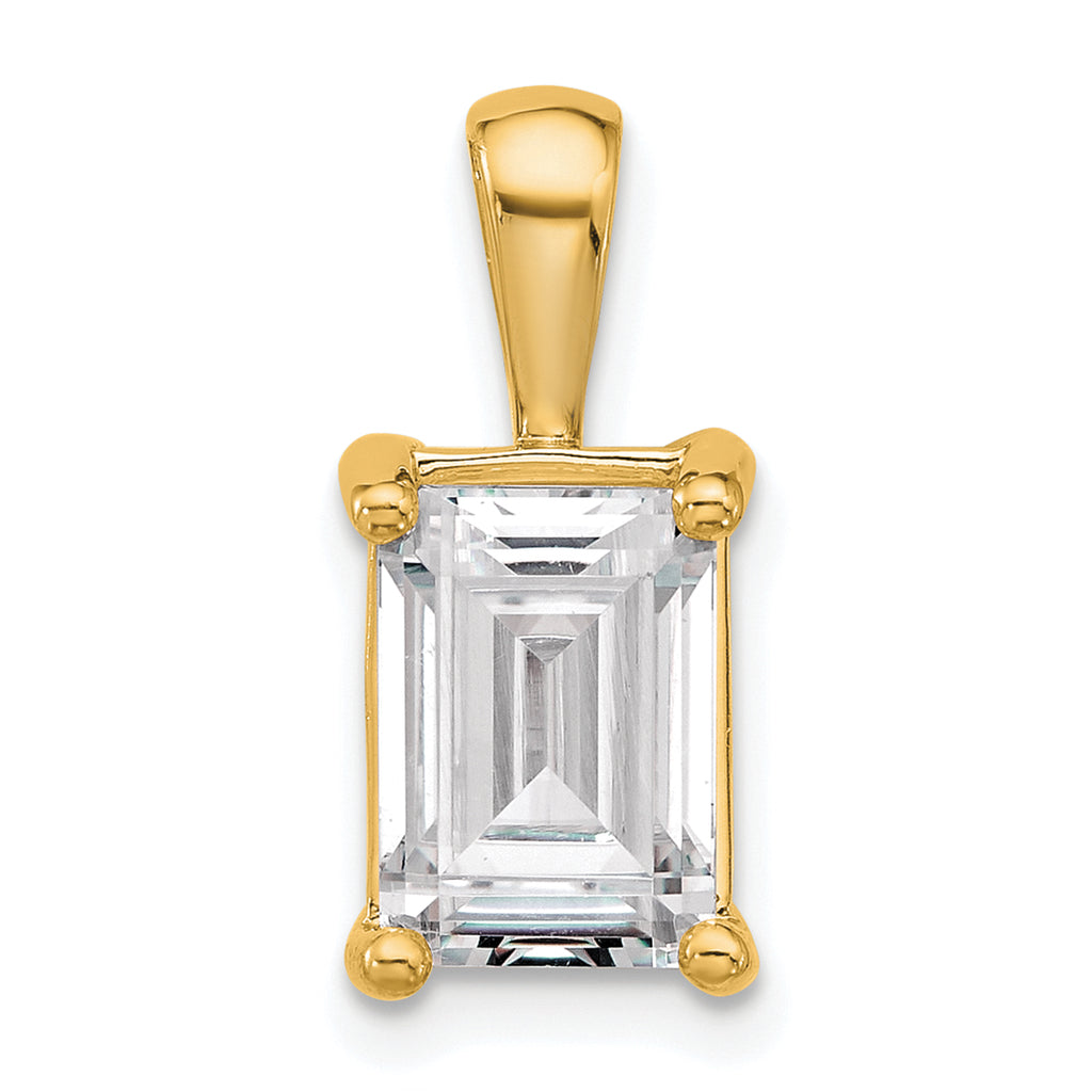 14k 3 carat Certified Lab Grown Diamond VS/SI+ G+ Emerald Complete Four Prong Pendant