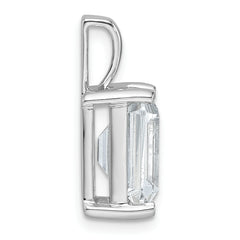 14k White Gold 4 carat Lab Grown Diamond VS/SI+ G+ Emerald Complete Four Prong Pendant