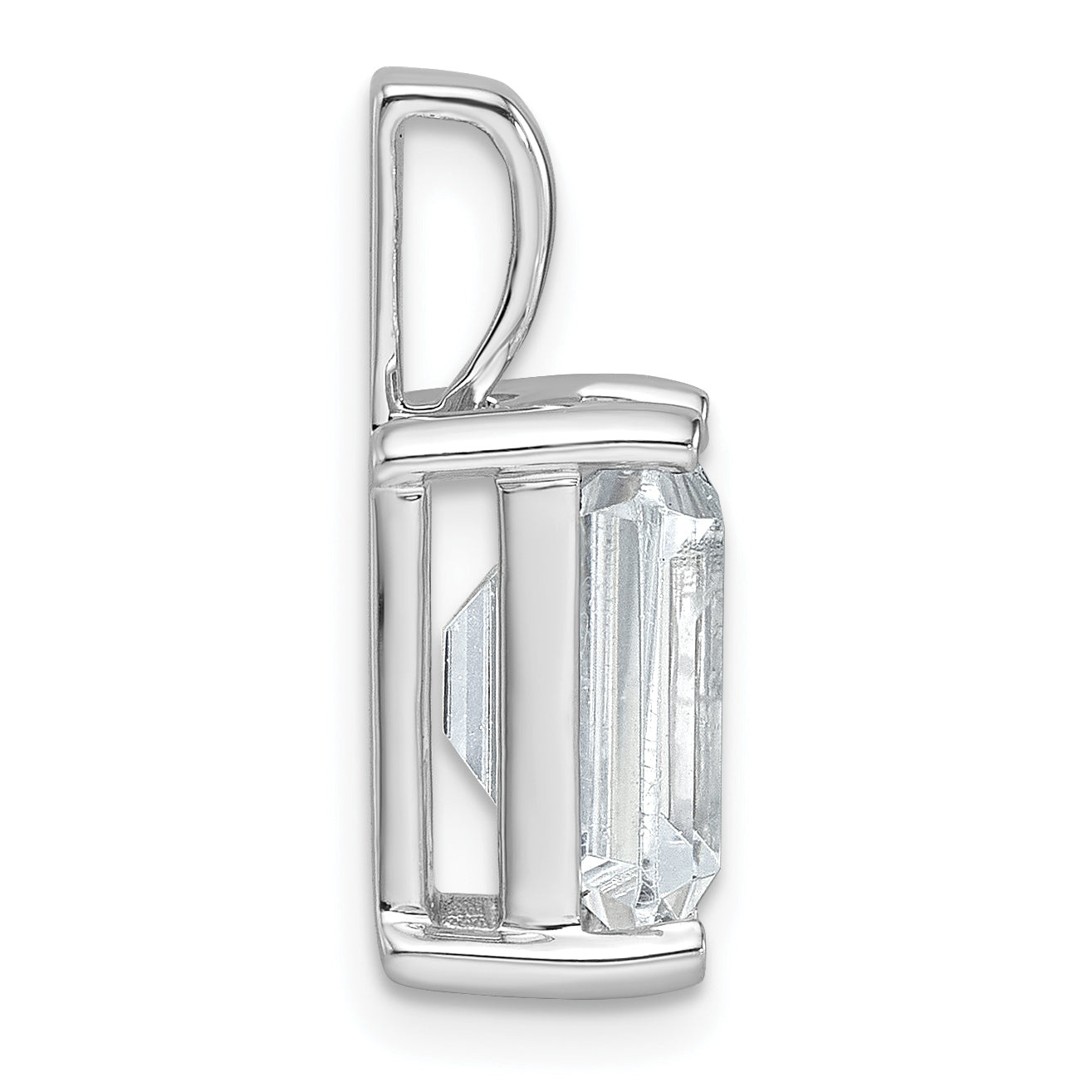 14k White Gold 4 carat Lab Grown Diamond VS+ F+ Emerald Complete Four Prong Pendant