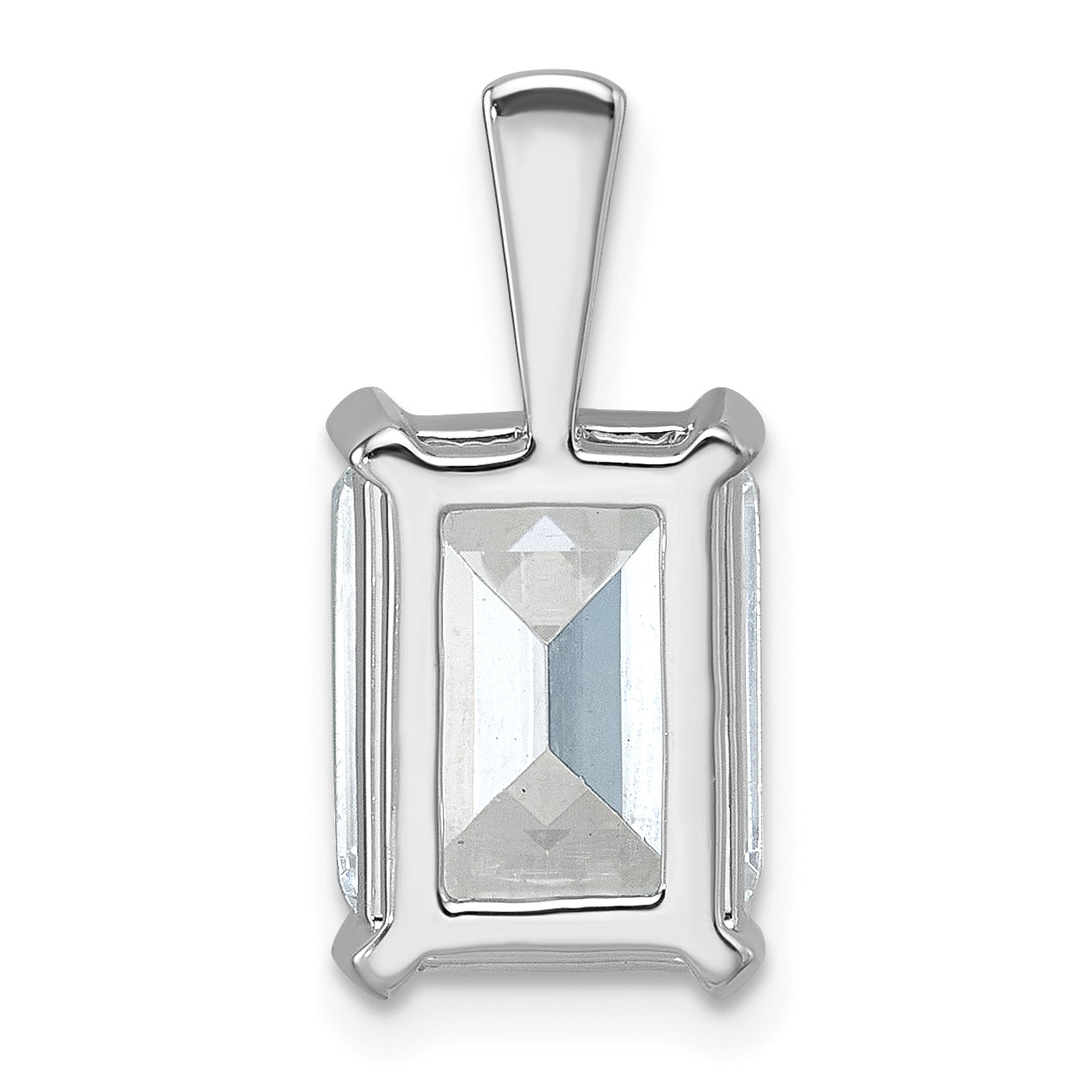 14k White Gold 4 carat Lab Grown Diamond VS+ F+ Emerald Complete Four Prong Pendant