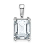 14k White Gold 4 carat Lab Grown Diamond VS+ F+ Emerald Complete Four Prong Pendant