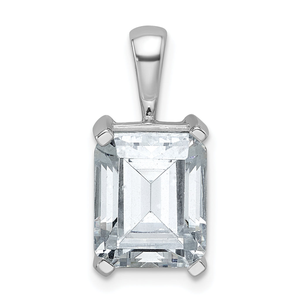14k White Gold 4 carat Certified Lab Grown Diamond VS+ F+ Emerald Complete Four Prong Pendant