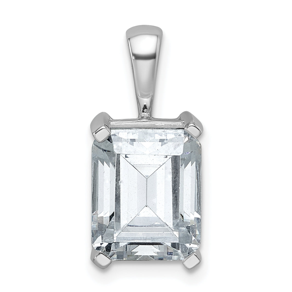 14k White Gold 4 carat Lab Grown Diamond VS/SI+ G+ Emerald Complete Four Prong Pendant