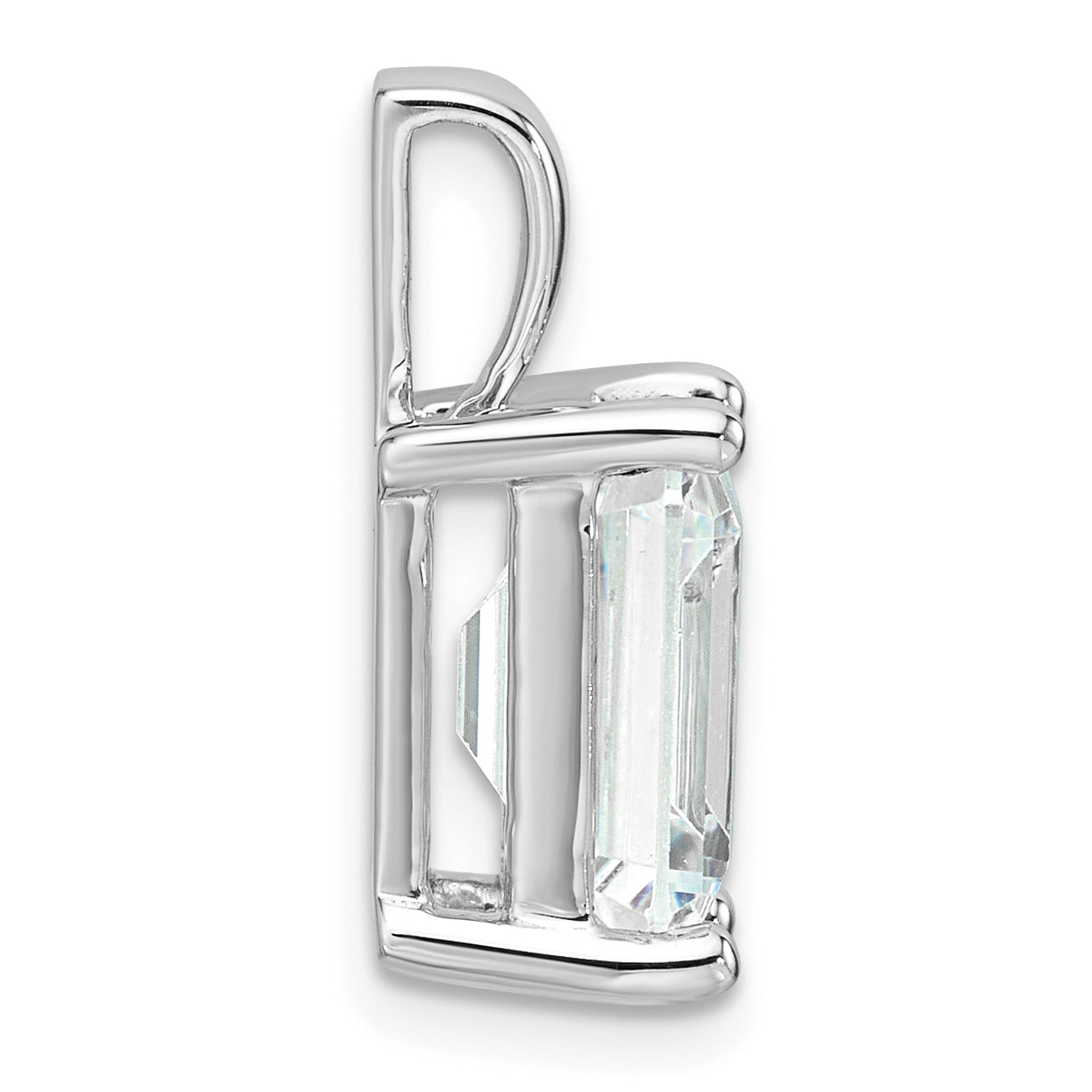14k White Gold 5 carat Lab Grown Diamond VS+ F+ Emerald Complete Four Prong Pendant