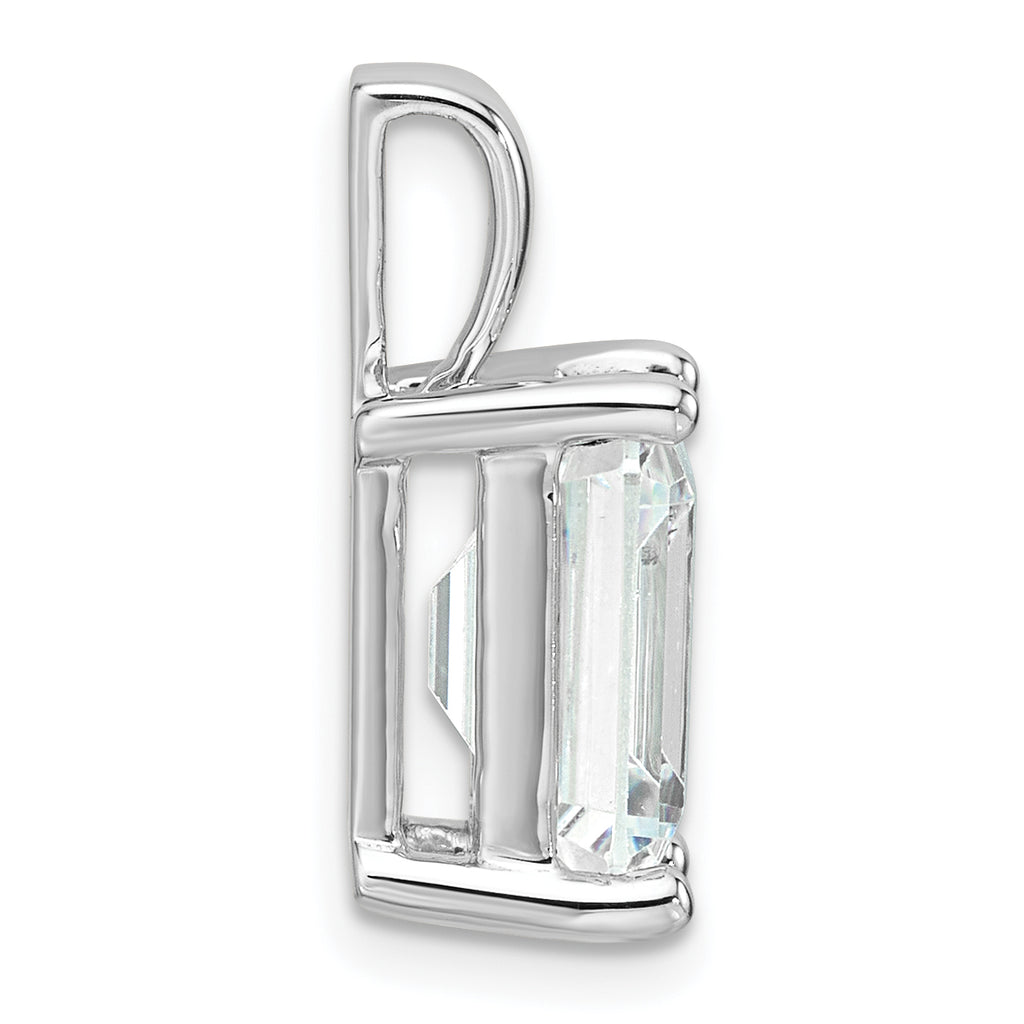 14k White Gold 5 carat Lab Grown Diamond VS/SI+ G+ Emerald Complete Four Prong Pendant