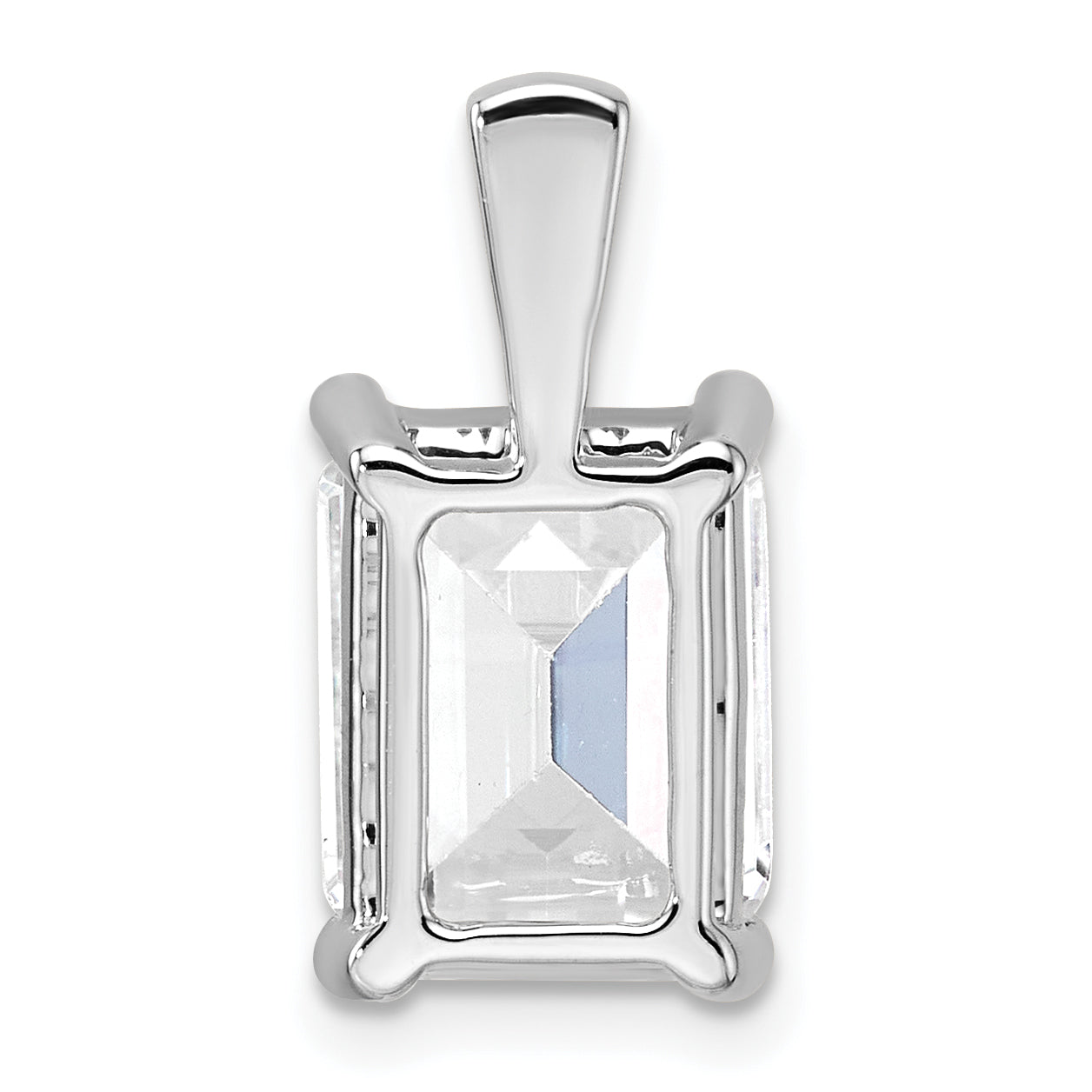 14k White Gold 5 carat Lab Grown Diamond VS+ F+ Emerald Complete Four Prong Pendant