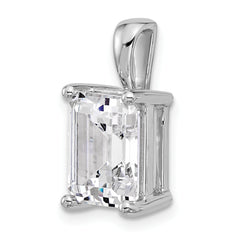 14k White Gold 5 carat Lab Grown Diamond VS/SI+ G+ Emerald Complete Four Prong Pendant