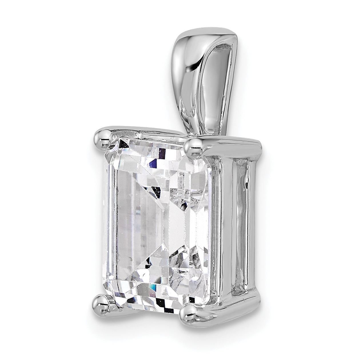 14k White Gold 5 carat Certified Lab Grown Diamond VS+ F+ Emerald Complete Four Prong Pendant