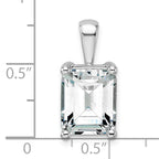 14k White Gold 5 carat Lab Grown Diamond VS+ F+ Emerald Complete Four Prong Pendant