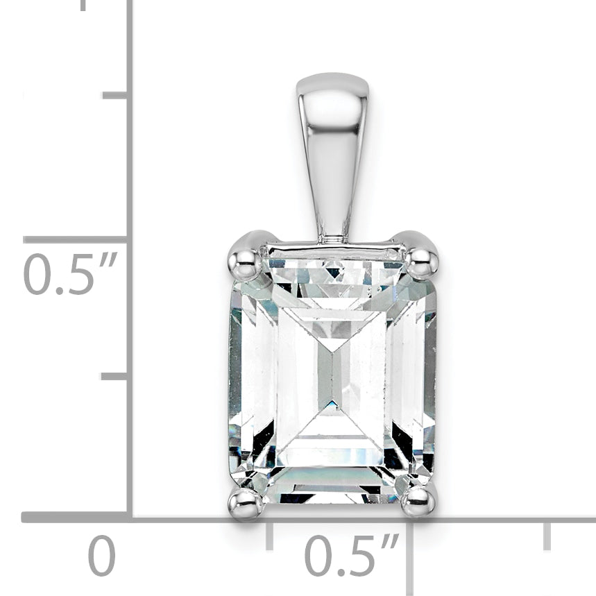 14k White Gold 5 carat Lab Grown Diamond VS/SI+ G+ Emerald Complete Four Prong Pendant