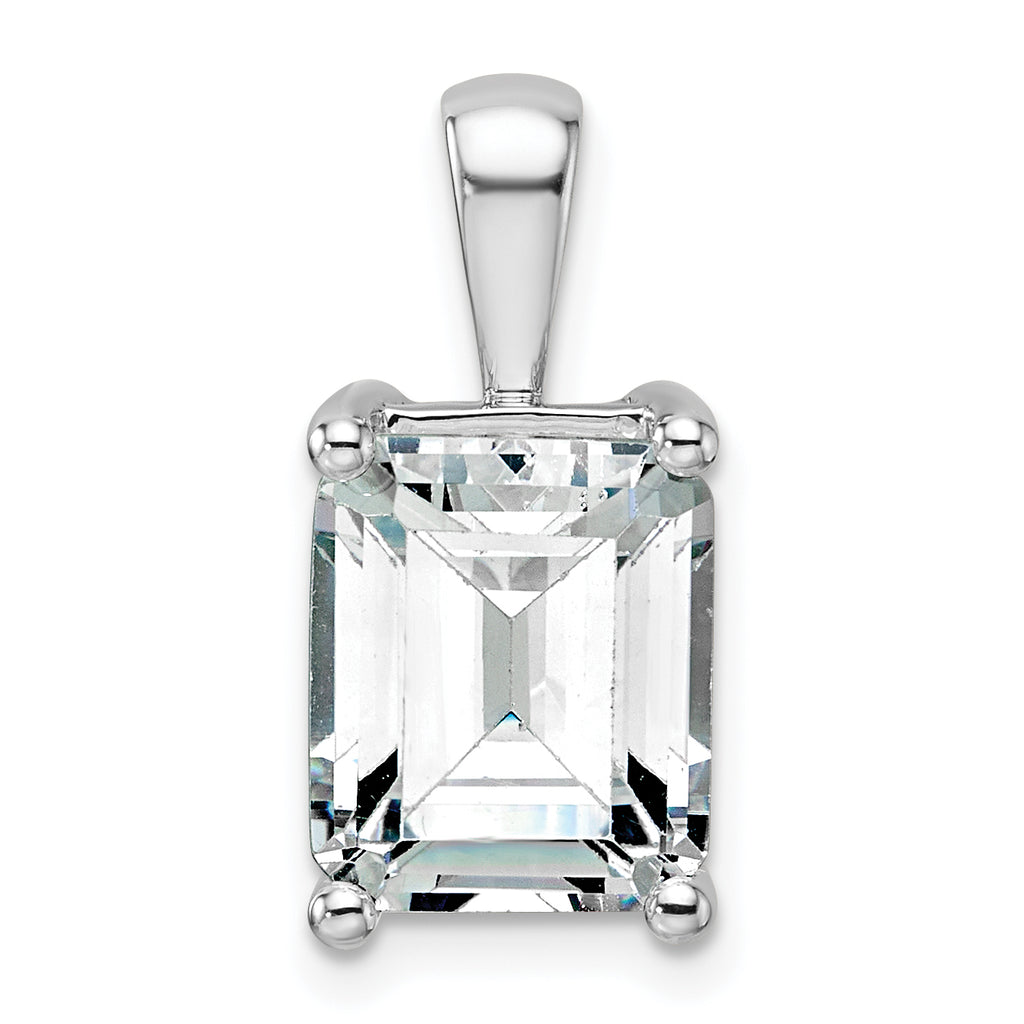 14k White Gold 5 carat Certified Lab Grown Diamond VS/SI+ G+ Emerald Complete Four Prong Pendant