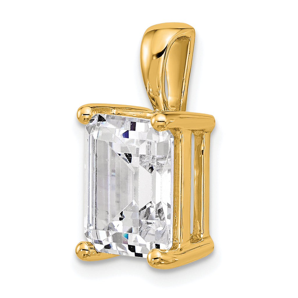 14k 5 carat Certified Lab Grown Diamond VS/SI+ G+ Emerald Complete Four Prong Pendant
