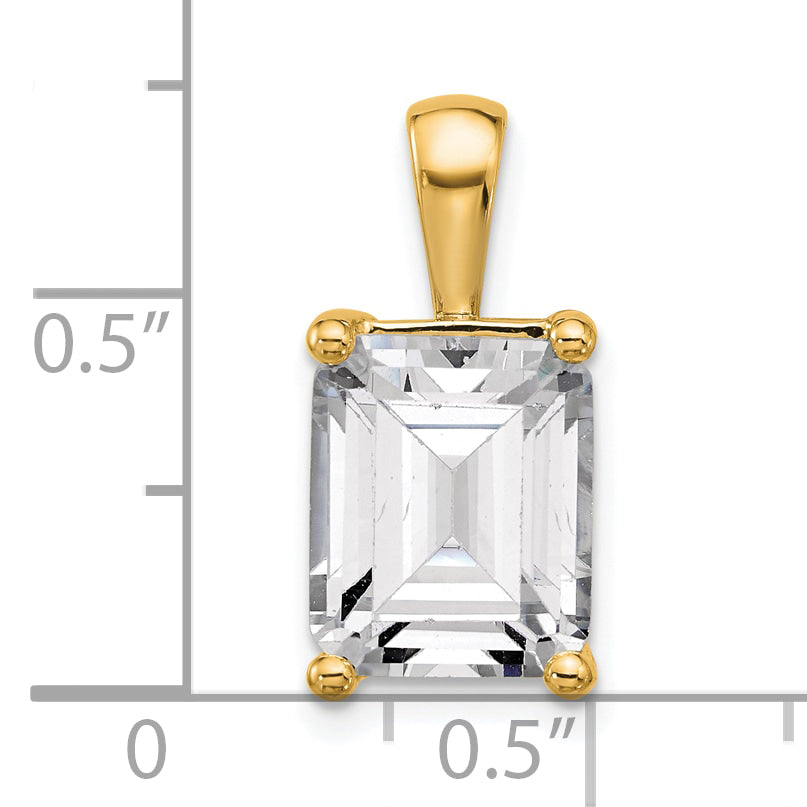 14k 5 carat Certified Lab Grown Diamond VS+ F+ Emerald Complete Four Prong Pendant