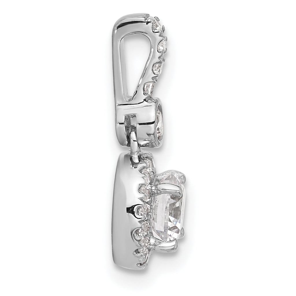 14k White Gold 1 carat Certified Lab Grown Diamond VS/SI+ G+ Round Complete Halo Pendant