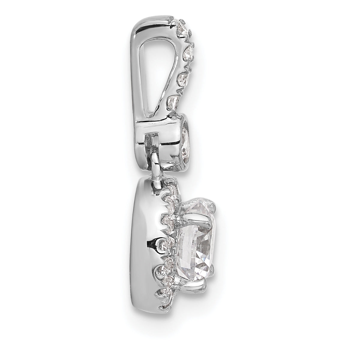 14k White Gold 1 carat Certified Lab Grown Diamond VS+ F+ Round Complete Halo Pendant