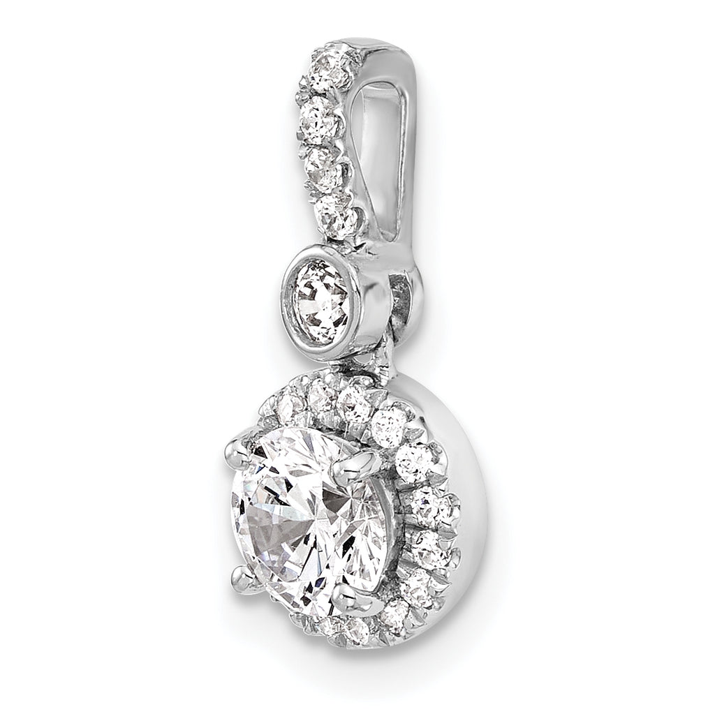 14k White Gold 1 carat Certified Lab Grown Diamond VS+ F+ Round Complete Halo Pendant