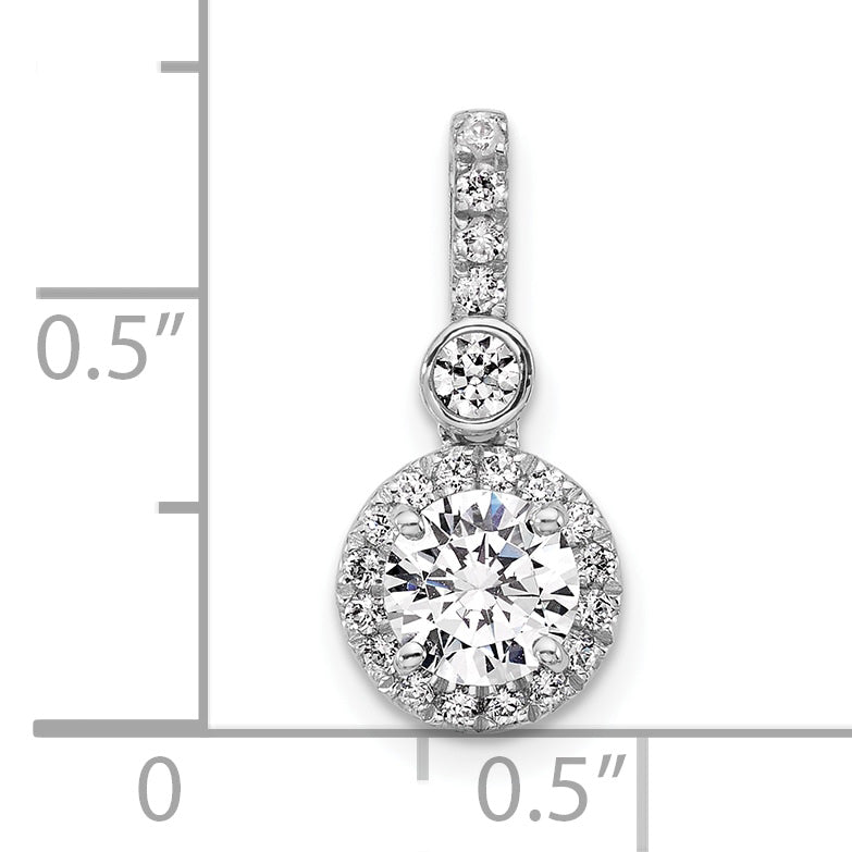 14k White Gold 1 carat Lab Grown Diamond VS/SI+ G+ Round Complete Halo Pendant
