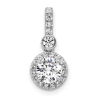 14k White Gold 1 carat Certified Lab Grown Diamond VS+ F+ Round Complete Halo Pendant