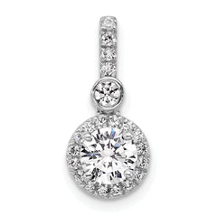 14k White Gold 1 carat Certified Lab Grown Diamond VS+ F+ Round Complete Halo Pendant