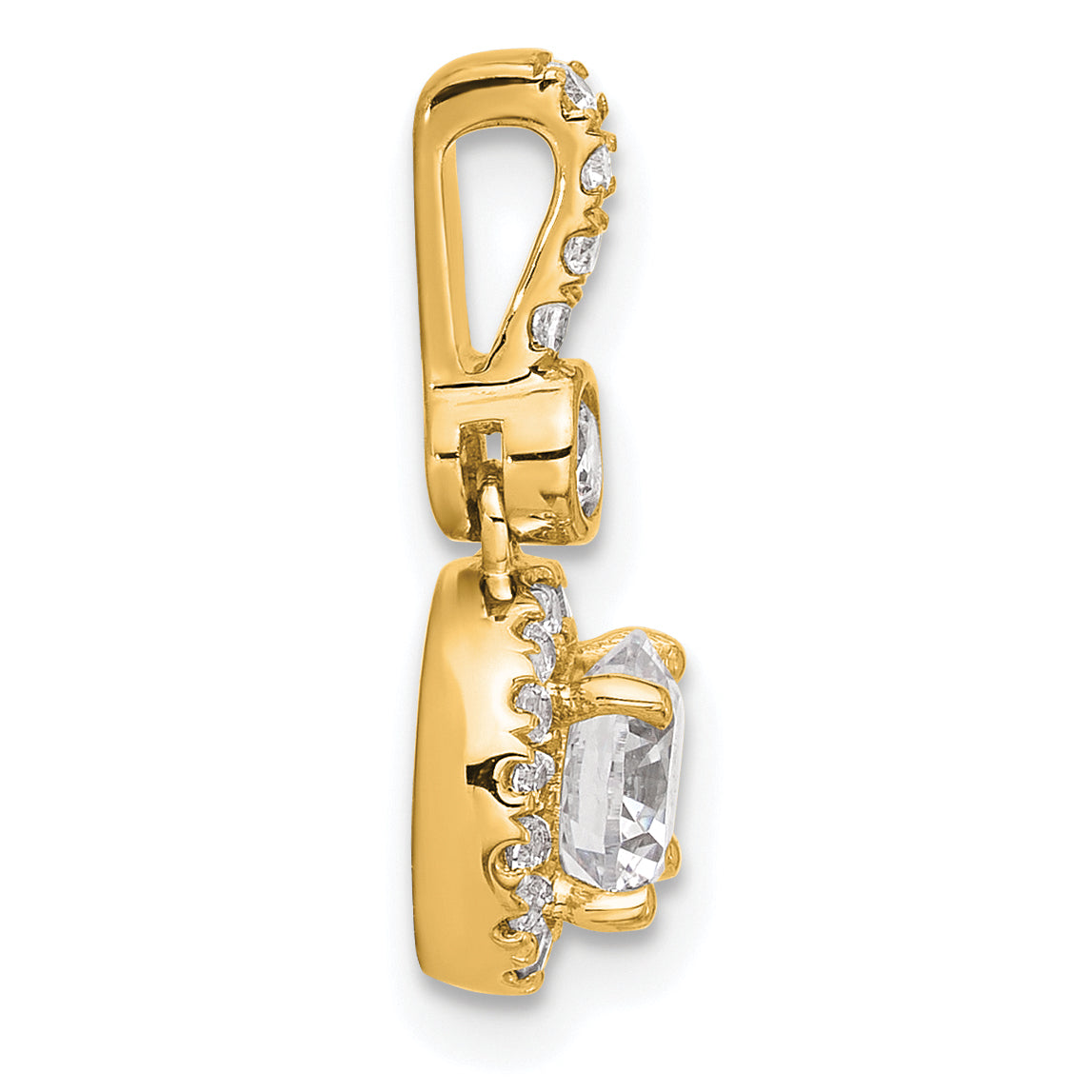 14k 1 carat Certified Lab Grown Diamond VS+ F+ Round Complete Halo Pendant Secondary image