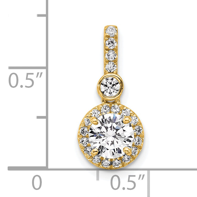 14k 1 carat Certified Lab Grown Diamond VS/SI+ G+ Round Complete Halo Pendant