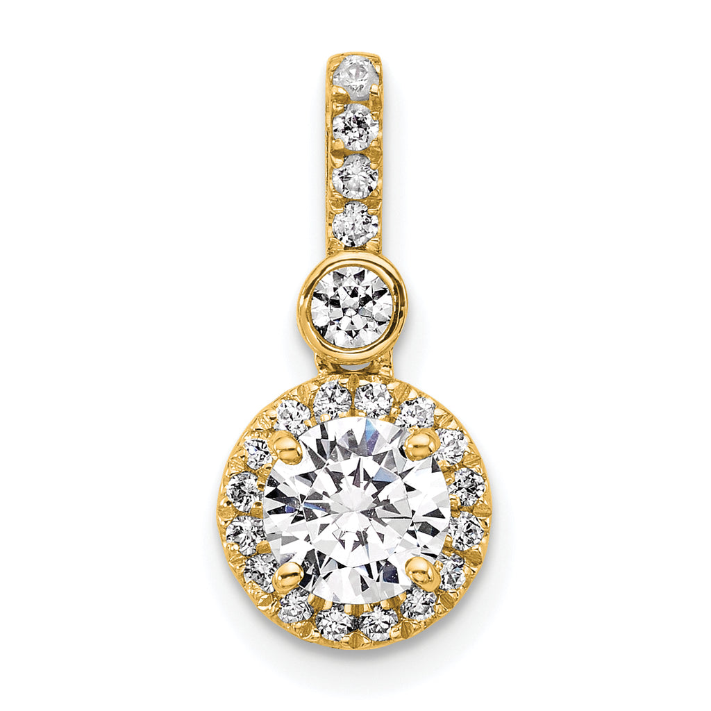 14k 1 carat Certified Lab Grown Diamond VS/SI+ G+ Round Complete Halo Pendant