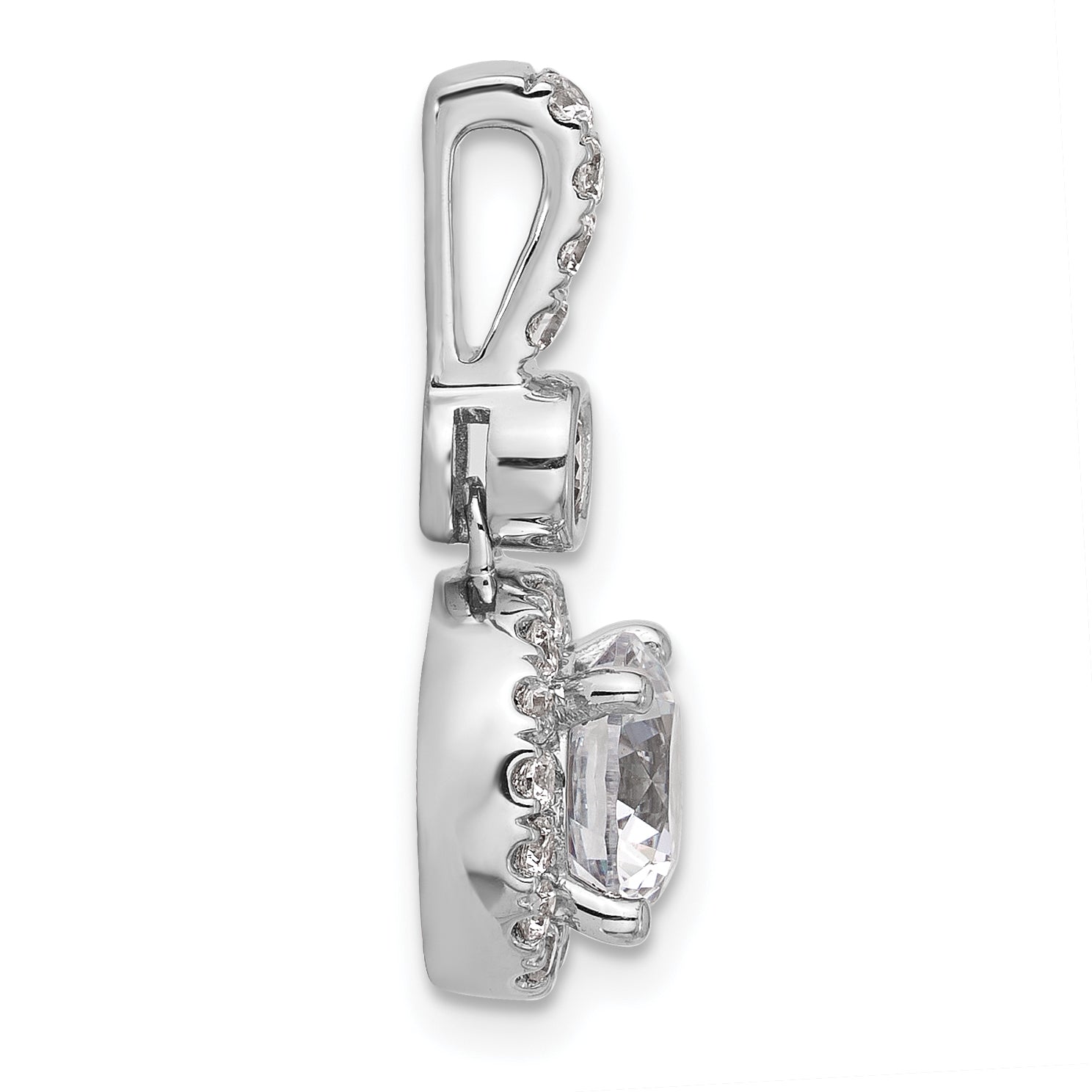 14k White Gold 2 carat Lab Grown Diamond VS+ F+ Round Complete Halo Pendant