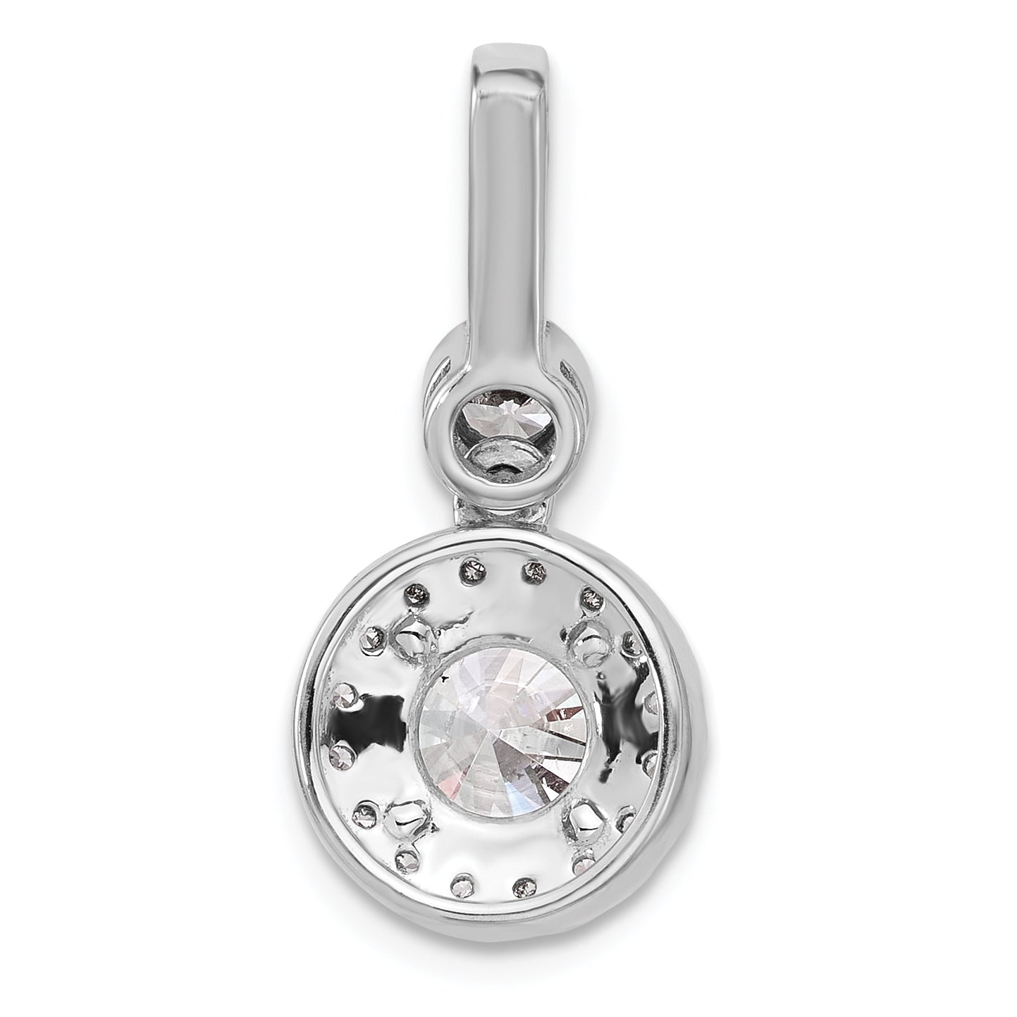 14k White Gold 2 carat Lab Grown Diamond VS+ F+ Round Complete Halo Pendant