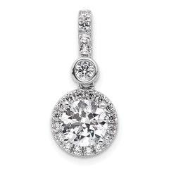 14k White Gold 2 carat Certified Lab Grown Diamond VS+ F+ Round Complete Halo Pendant