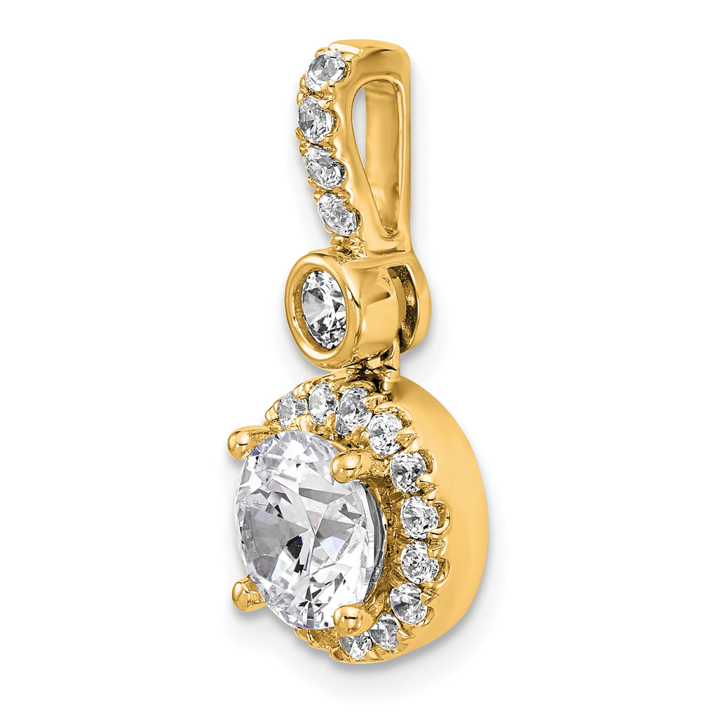 14k 2 carat Certified Lab Grown Diamond VS/SI+ G+ Round Complete Halo Pendant