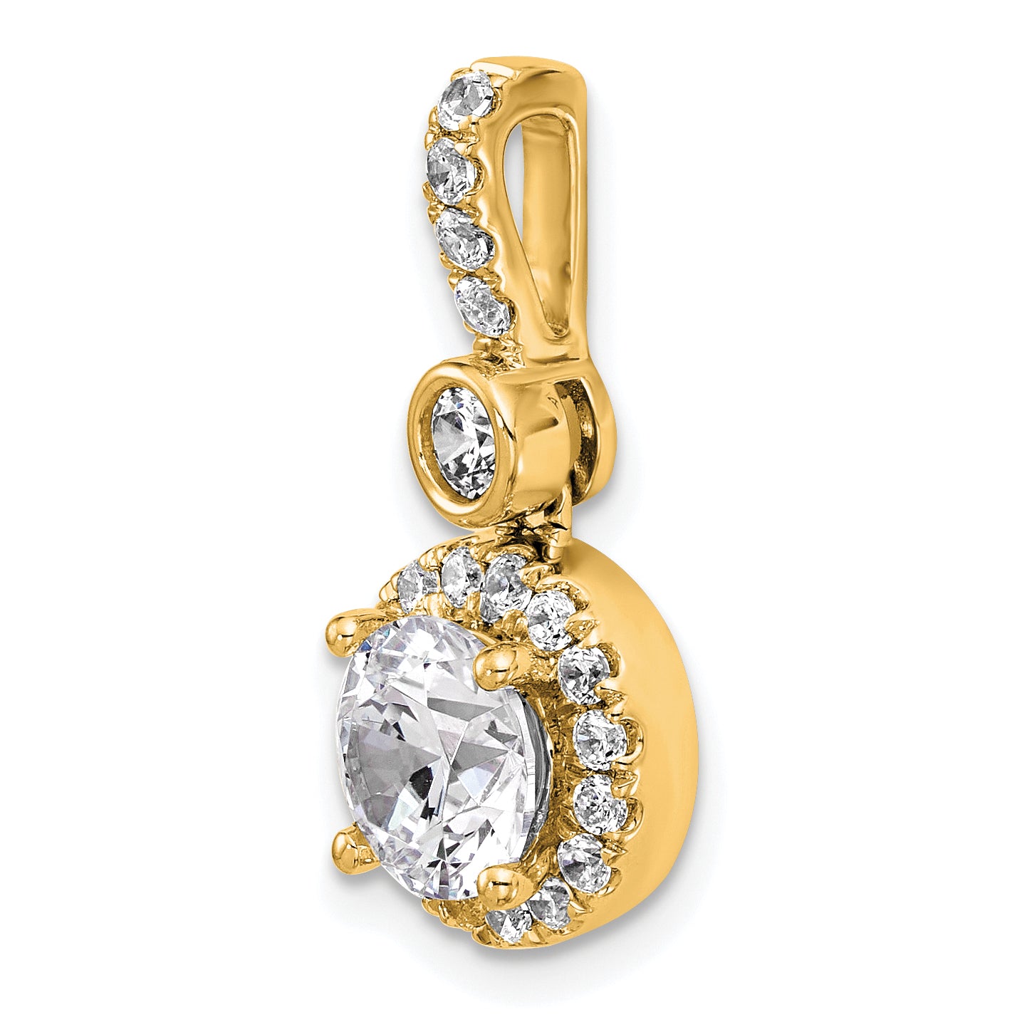 14k 2 carat Lab Grown Diamond VS+ F+ Round Complete Halo Pendant